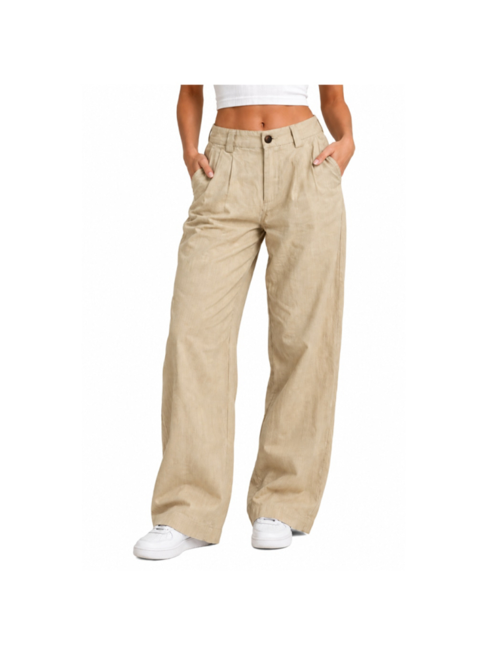Women’s A New Day High Rise Straight Leg Trousers - Size 6 - Beige - NWT